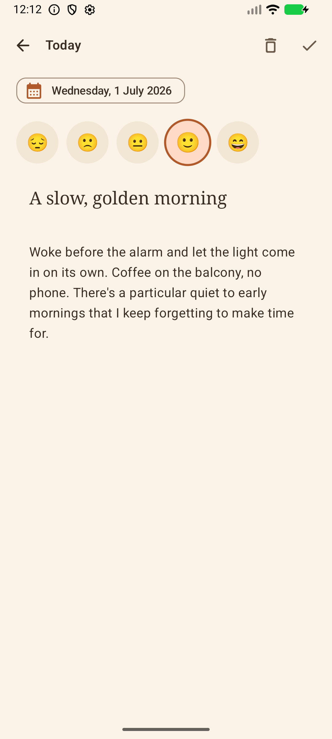 Writing an entry with a mood