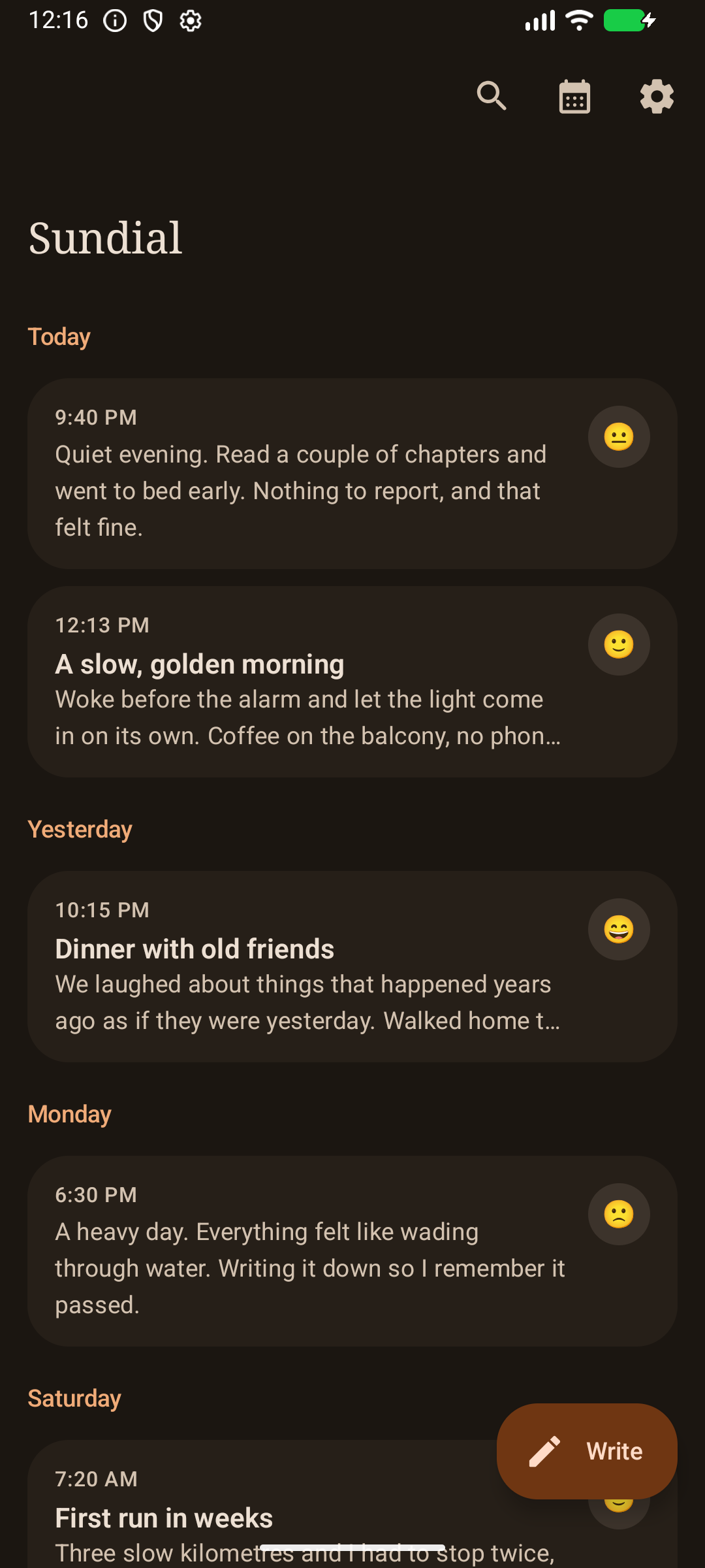 Dark mode timeline